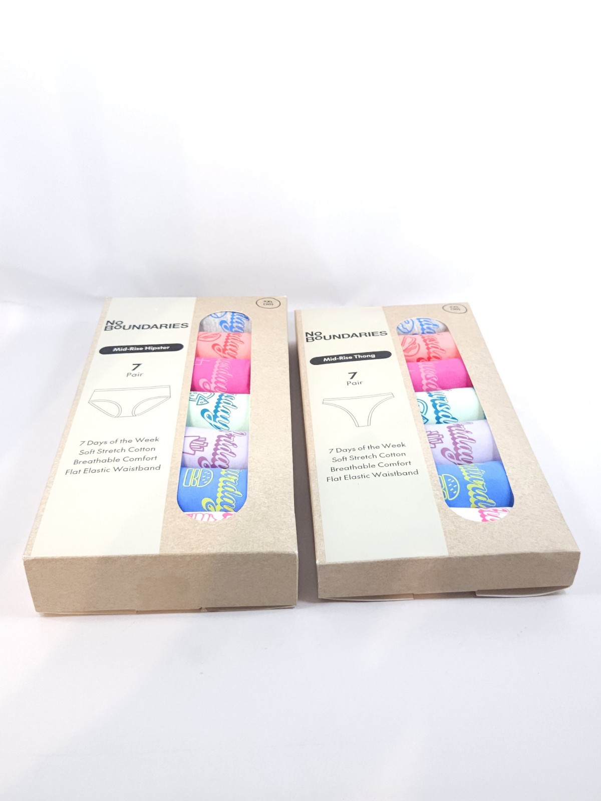 No Boundaries Women Cotton Panties 7 Pack Days Week XXL 20 Lot 2 Hipster Thong