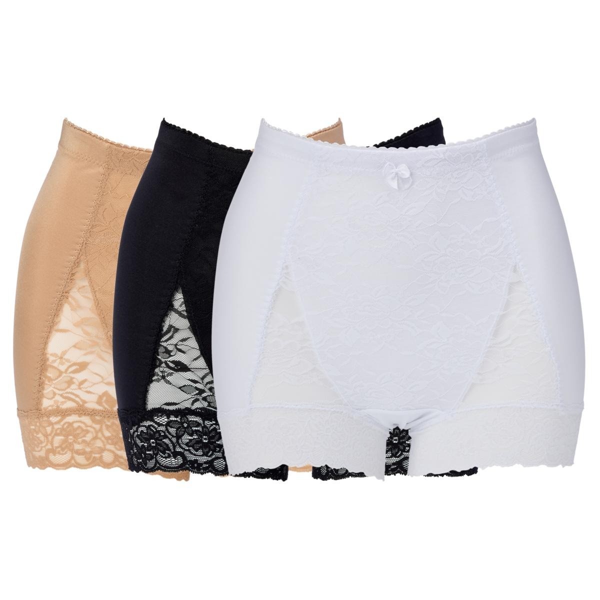 Rhonda Shear 3 Pk Classic Pin Up Boyshort Panty Size XL Black White Beige 666.12