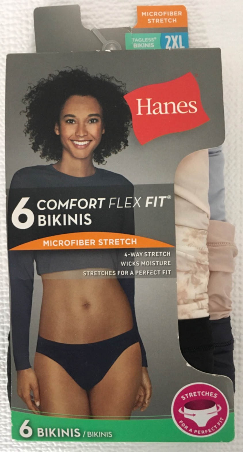 Hanes 6 Comfort Flex Fit Bikini Underwear Size 2XL Microfiber Stretch New w Tags