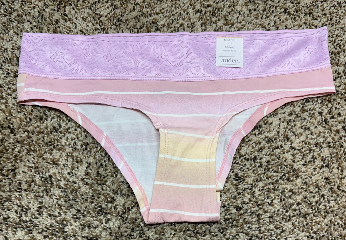 Auden Pink/Multi-Color Cotton Blend Cheeky Panty. Sz: M (8-10)