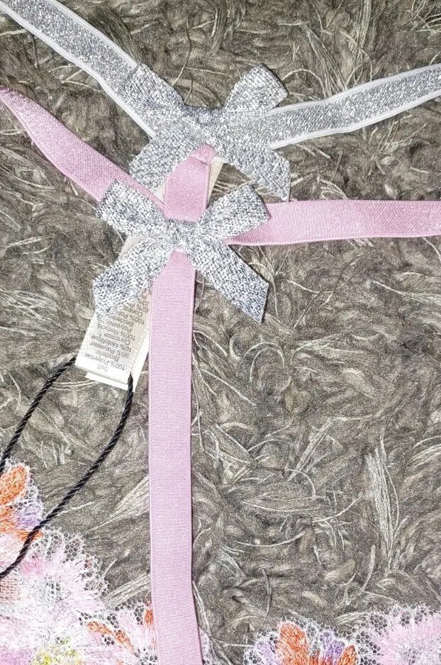 New VS/love for lemons embroidered strappy v string medium glitter floral