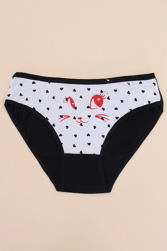 ScarvesMe 5 pack Women’s Assorted Kitty Cat Heart Cotton Sexy Bikini Panties