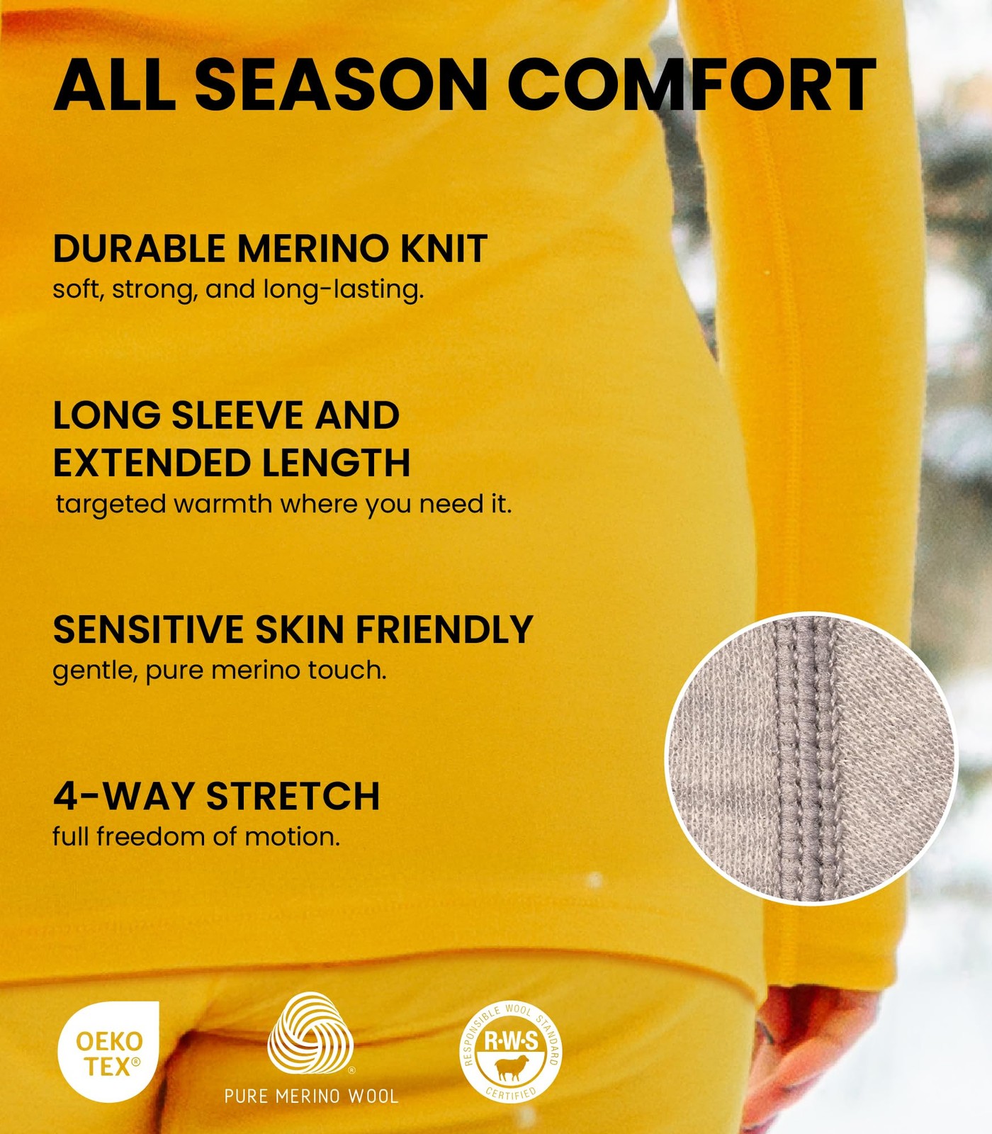 Merino.tech Merino Wool Base Layer Women – 100 Merino Wool Heavyweight, Midwe…