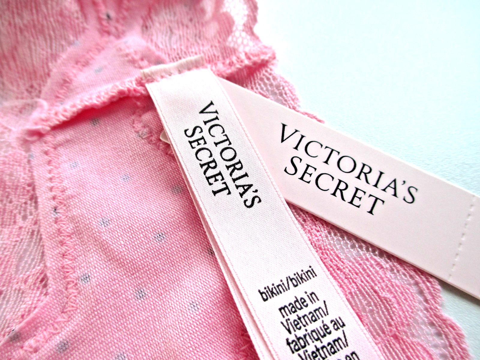 VICTORIA’S SECRET Cotton Bikini Panty S M L XL Pink NWT Polka Dot VS Lace Trim
