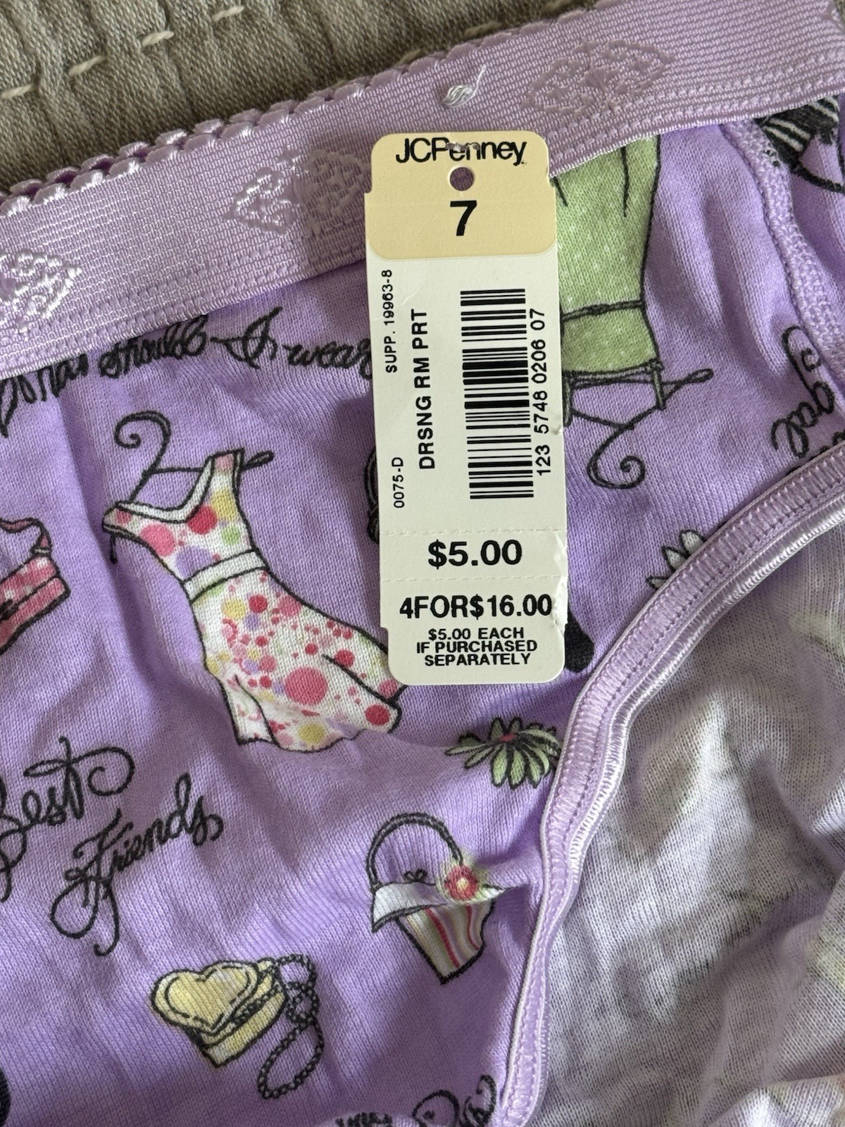 Vintage Delicates Whimsical Panties Hi-Cut Brief Cotton Sz 7 NOS