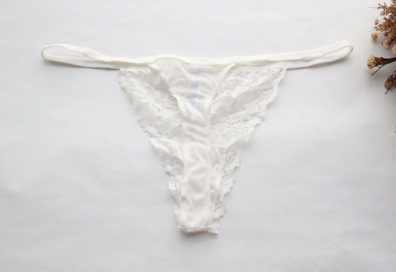 Women Sexy Thongs Floral Mesh T-back Underwear G-string Knickers White XS-M-L