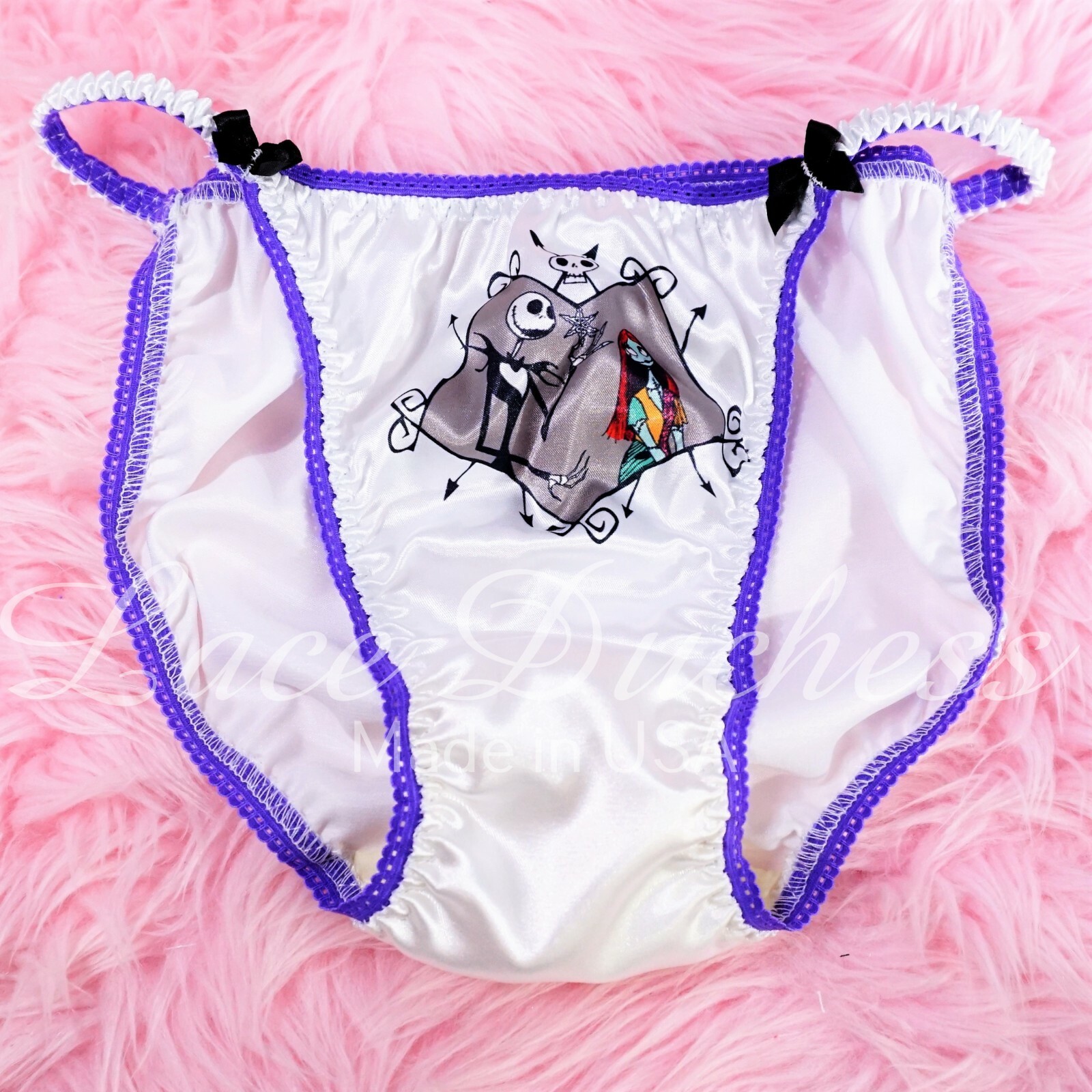 SATIN sissy Halloween Panties Nightmare Jack & Sally Ladies/MENS string bikini