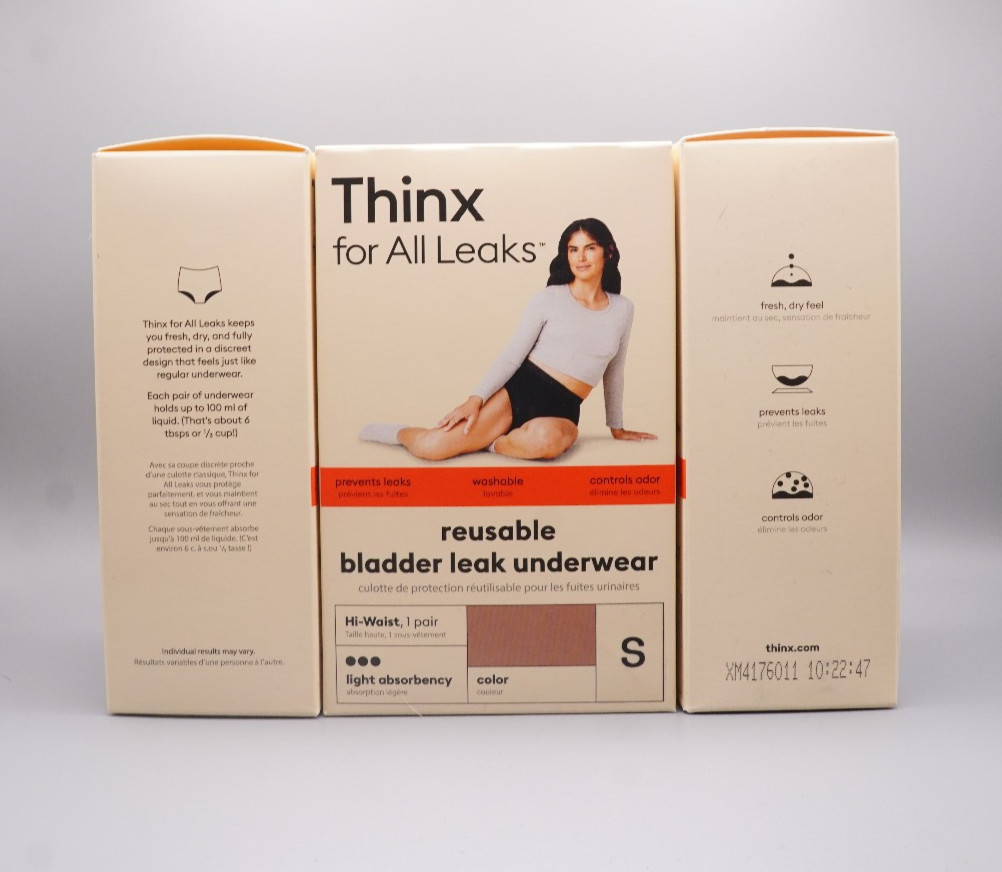 Thinx Reusable Period Underwear, Size Small, Light Absorbency, Brown, 3 Pack!