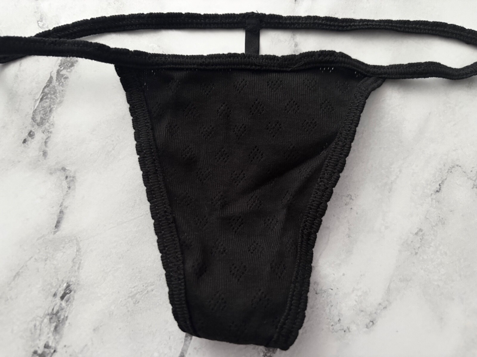 PINK Victoria’s Secret V String Panty Black Pointelle S M L XL 2XL