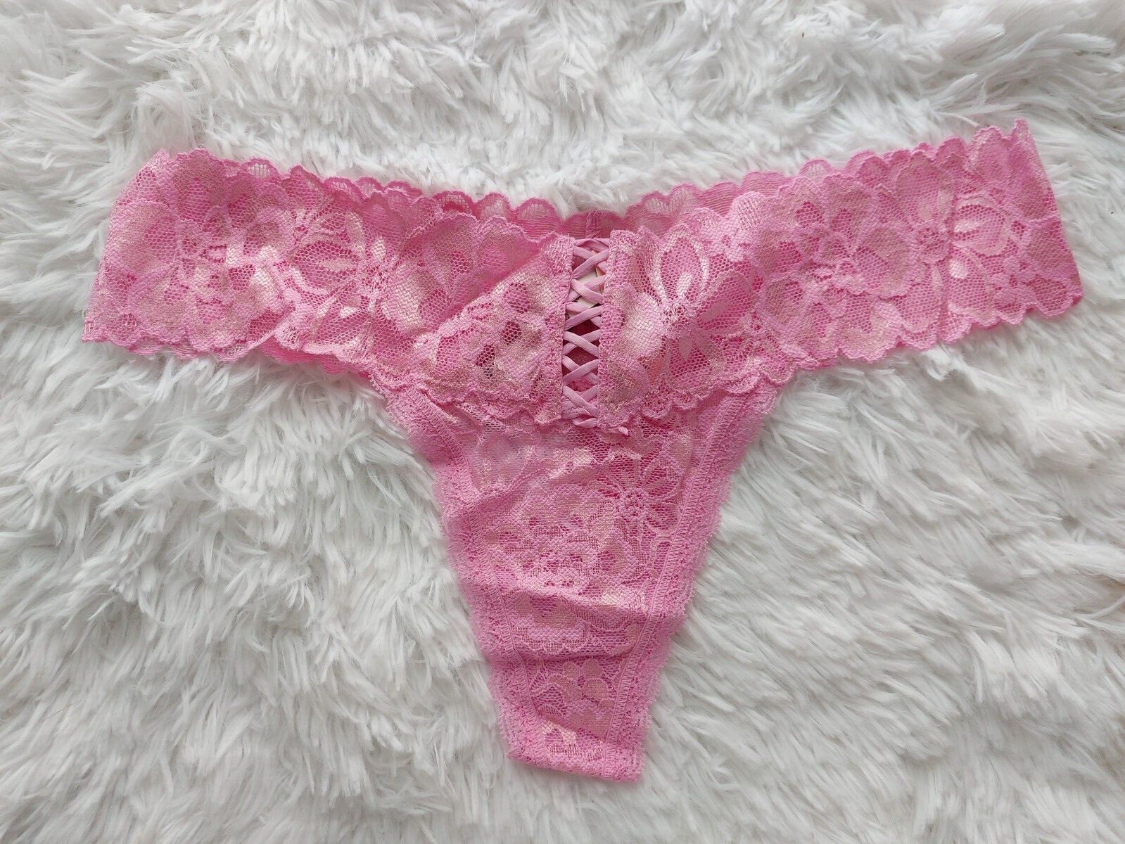 NWT Victoria’s Secret The Lacie Lace-Up Lacie Thong Panty Size M L (37)