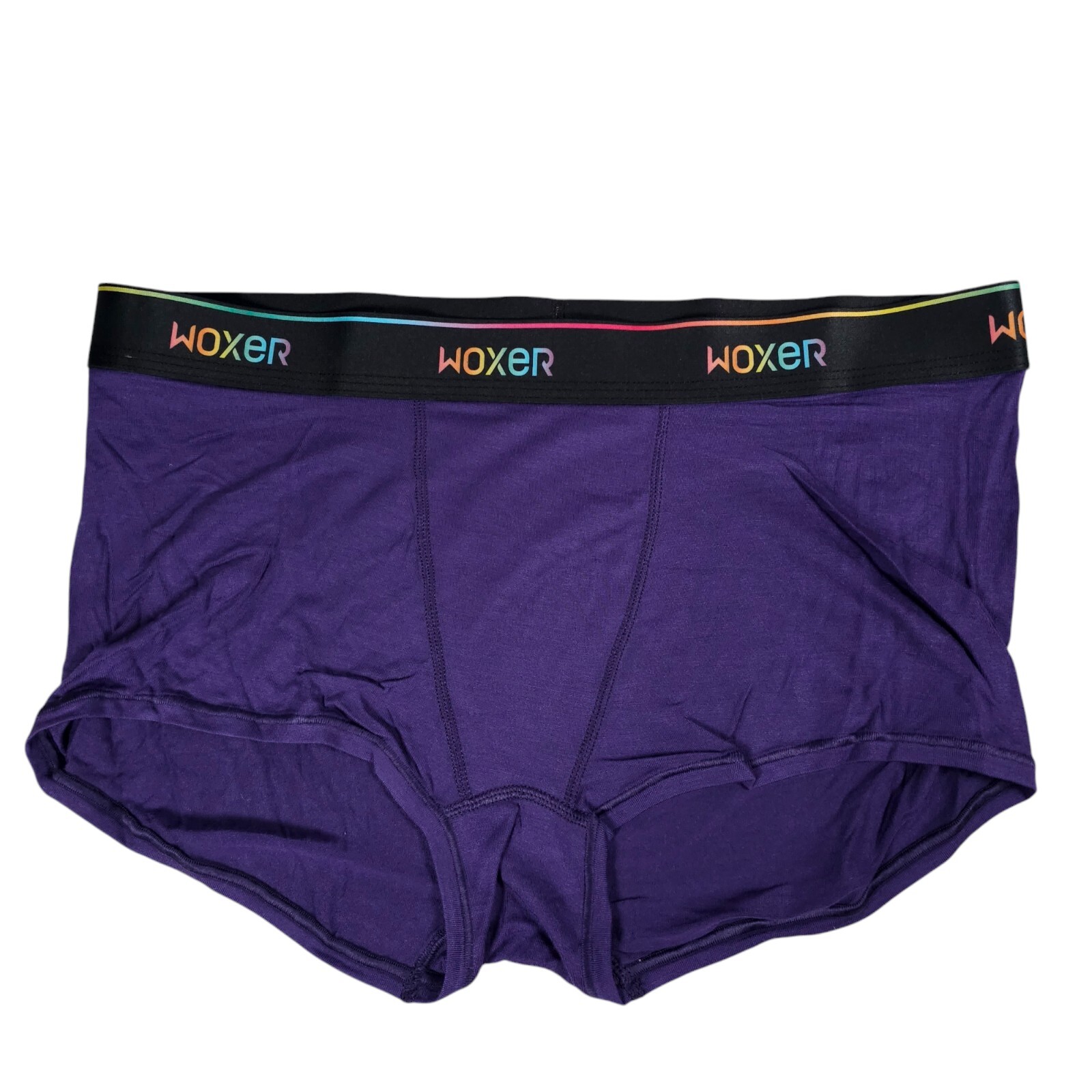 WOXER “Bold” Shortie Womens Panties Super Soft Modal Spandex Rainbow Logo PURPLE