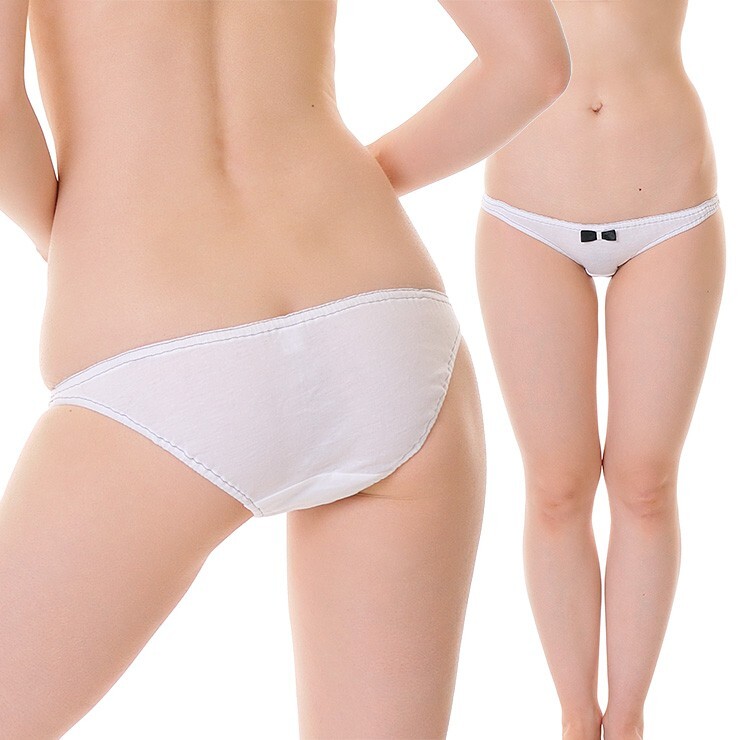 Japanese kawaii Girl Color-stitch White-cotton Bikini Panties made in Japan L316