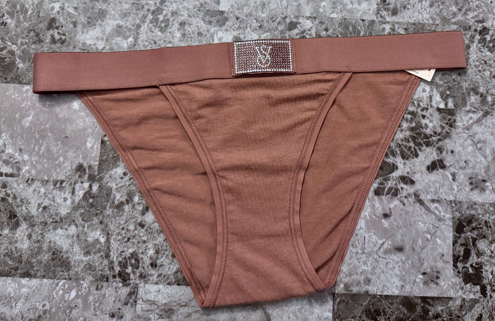 NWT VICTORIA’S SECRET PINK MAUVE BLING THICK WAISTBAND CHEEKY TANGA PANTIES