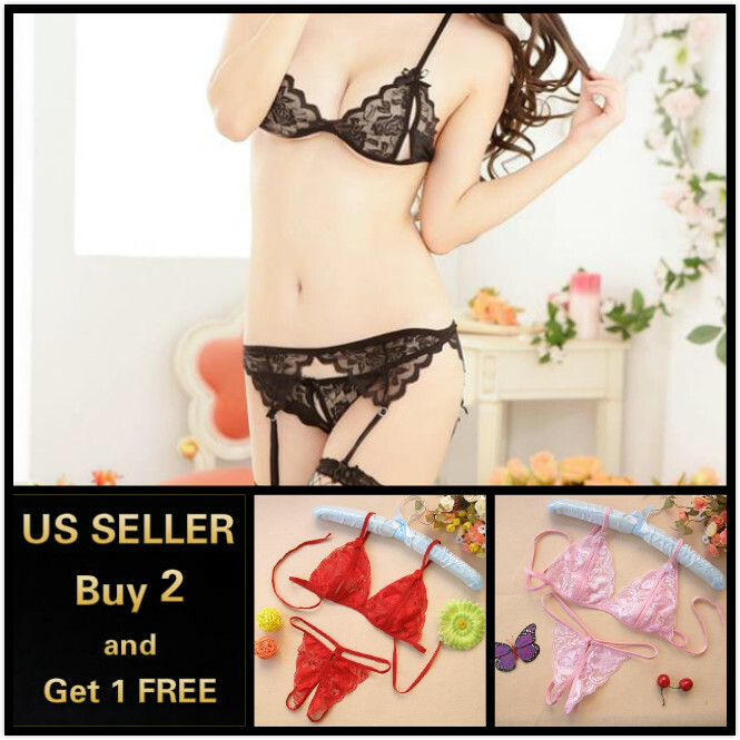 Sexy Women Lace Thong Bra Babydoll Set G-string Panties Lingerie Underwear Tback