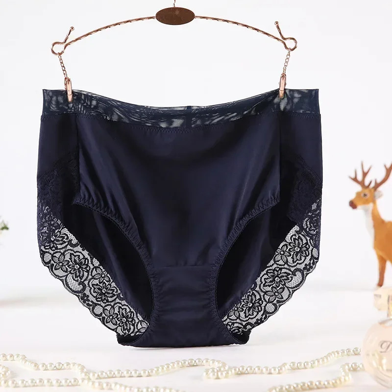 High Waist Panties Briefs Lace Solid Color Plus Size Support Comfortable Fit