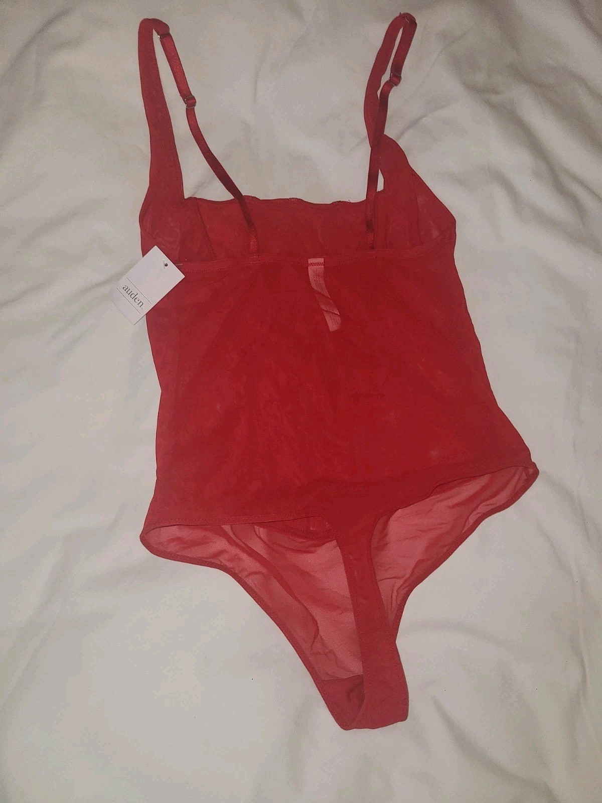 Holiday Teddy Size Medium Red Rhinestones Bling Thong Auden Sheer Holiday Teddy