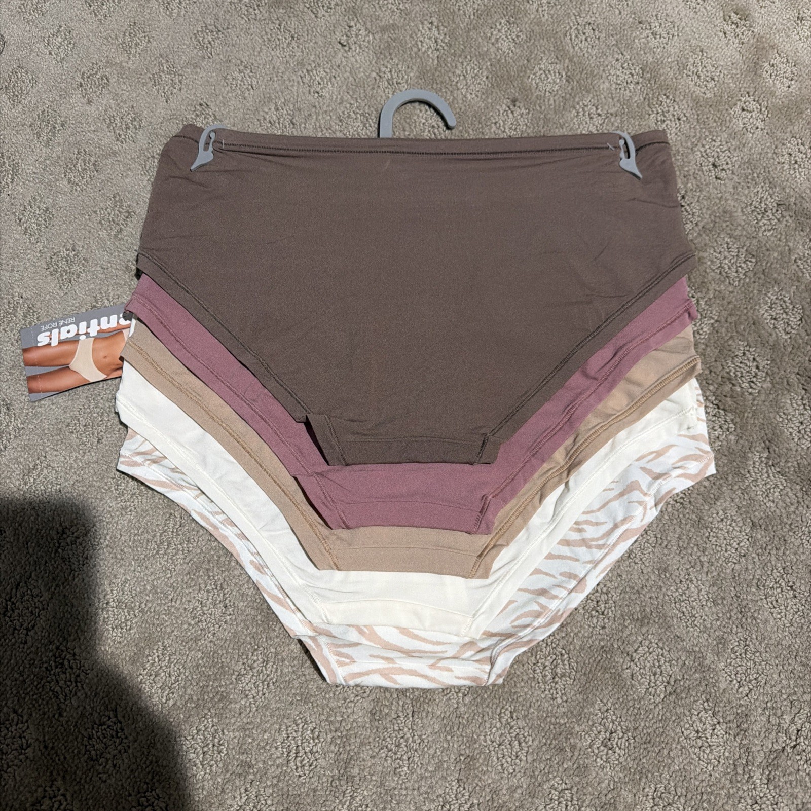 Essentials By Rene Rofe 5pk Multicolor Flexible Fit Hipster Panties. Sz L. NWT!