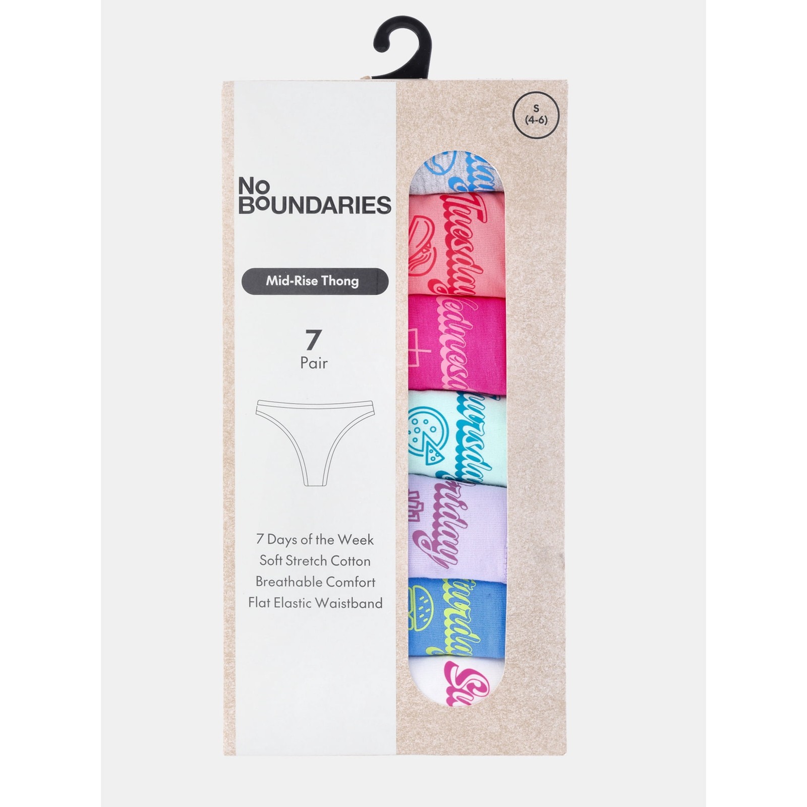 No Boundaries Junior Cotton Days of the Week Thong Panties 7 Pack XXL (20)