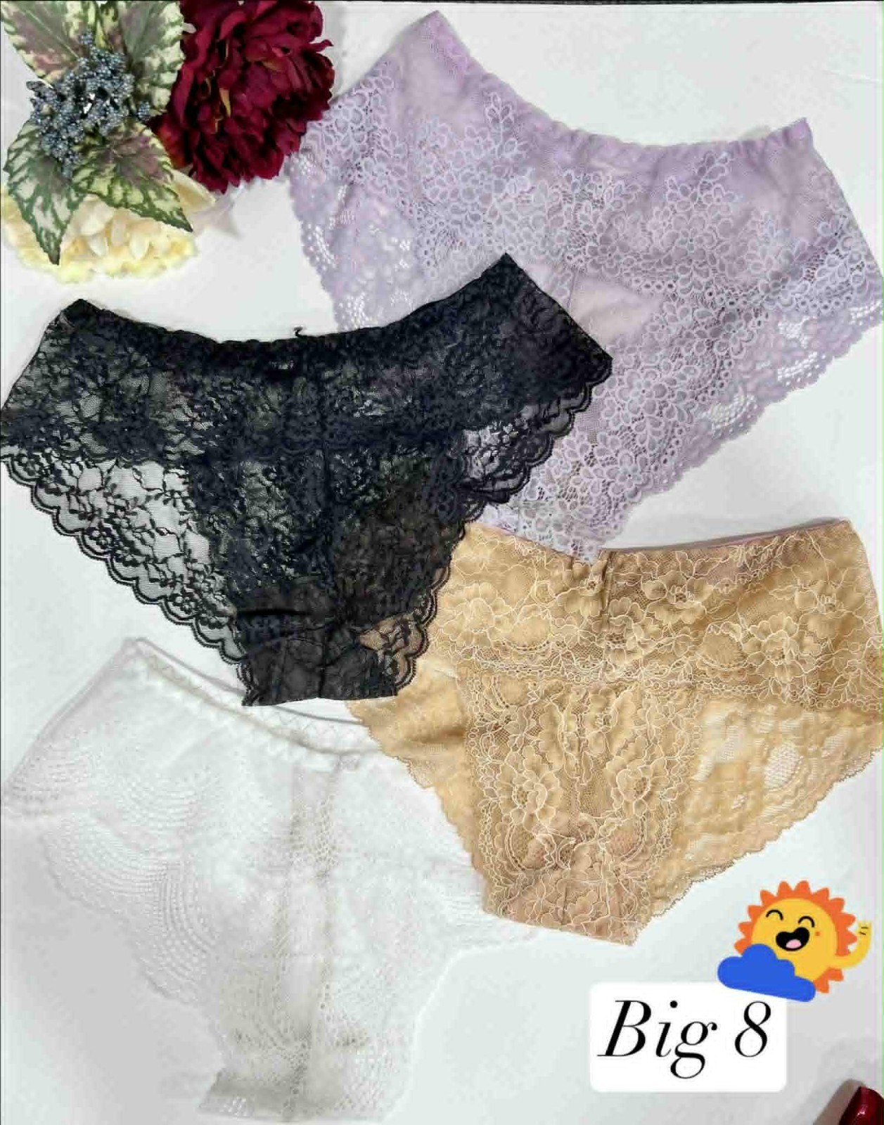 Floral Lace Underwear for Women colorful and vibrant Set of 5 panties Size S-XL