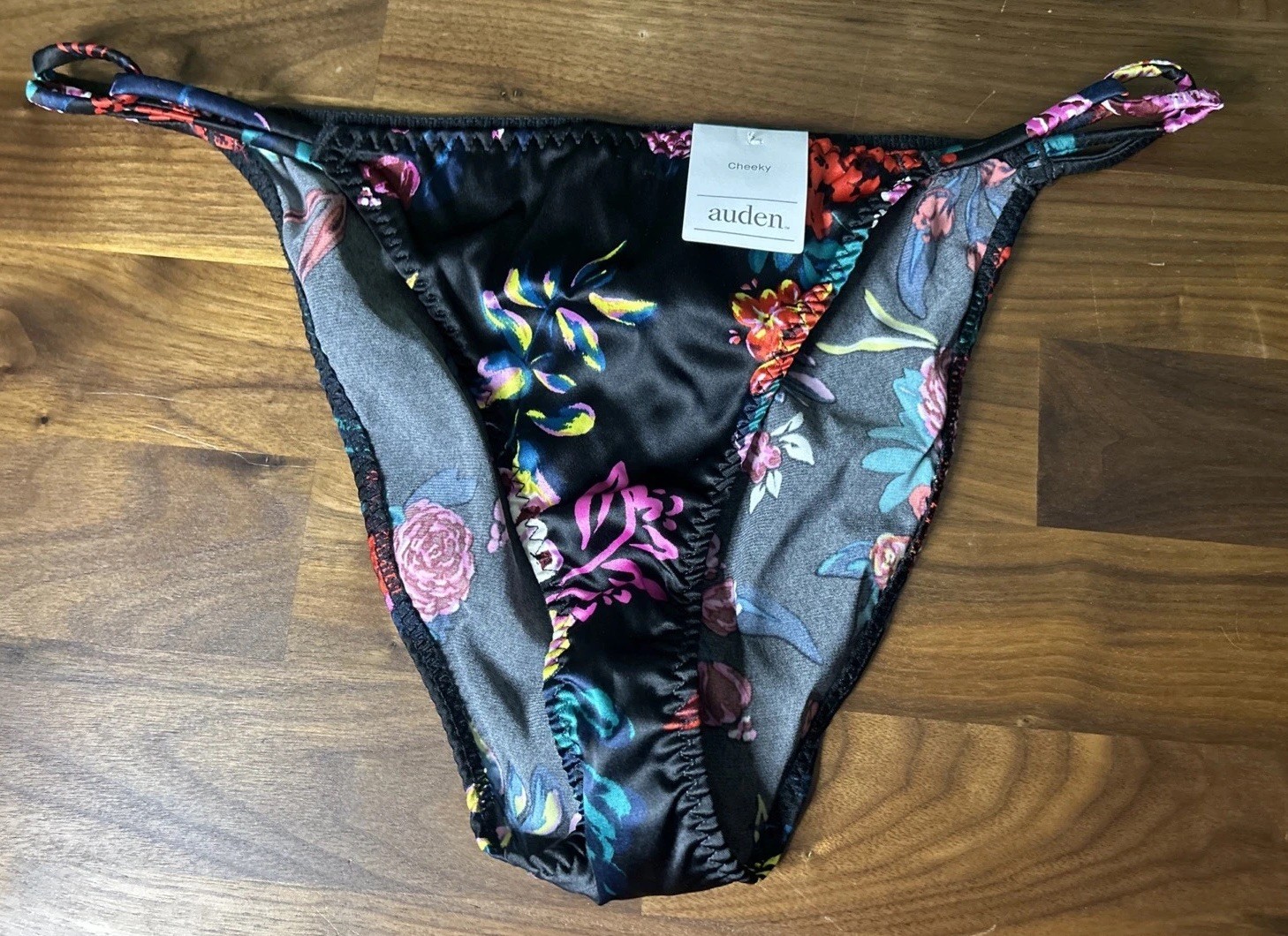 Vtg Panties S Second Skin Shiny Cheeky Double String Loops Satin Bikini Hi Cut