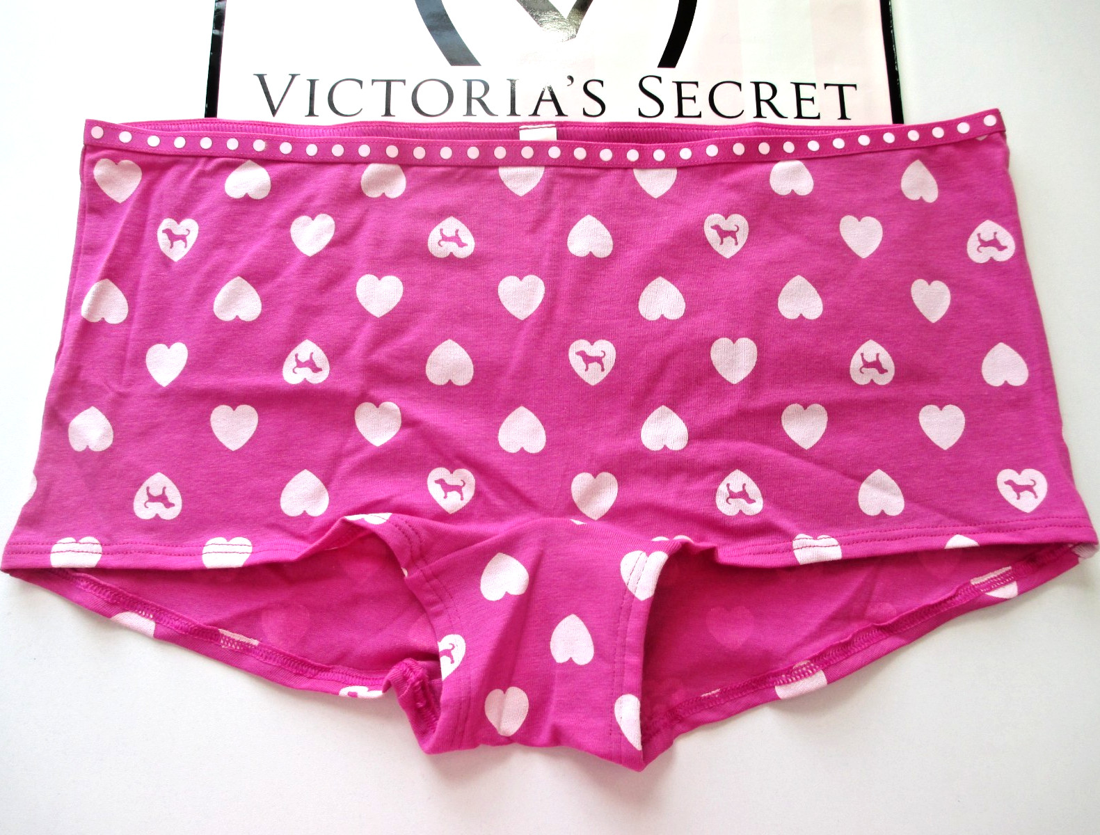 VICTORIA’S SECRET PINK Cotton Boyshort Panty S M L XL Pink NWT Polka Dot Hearts