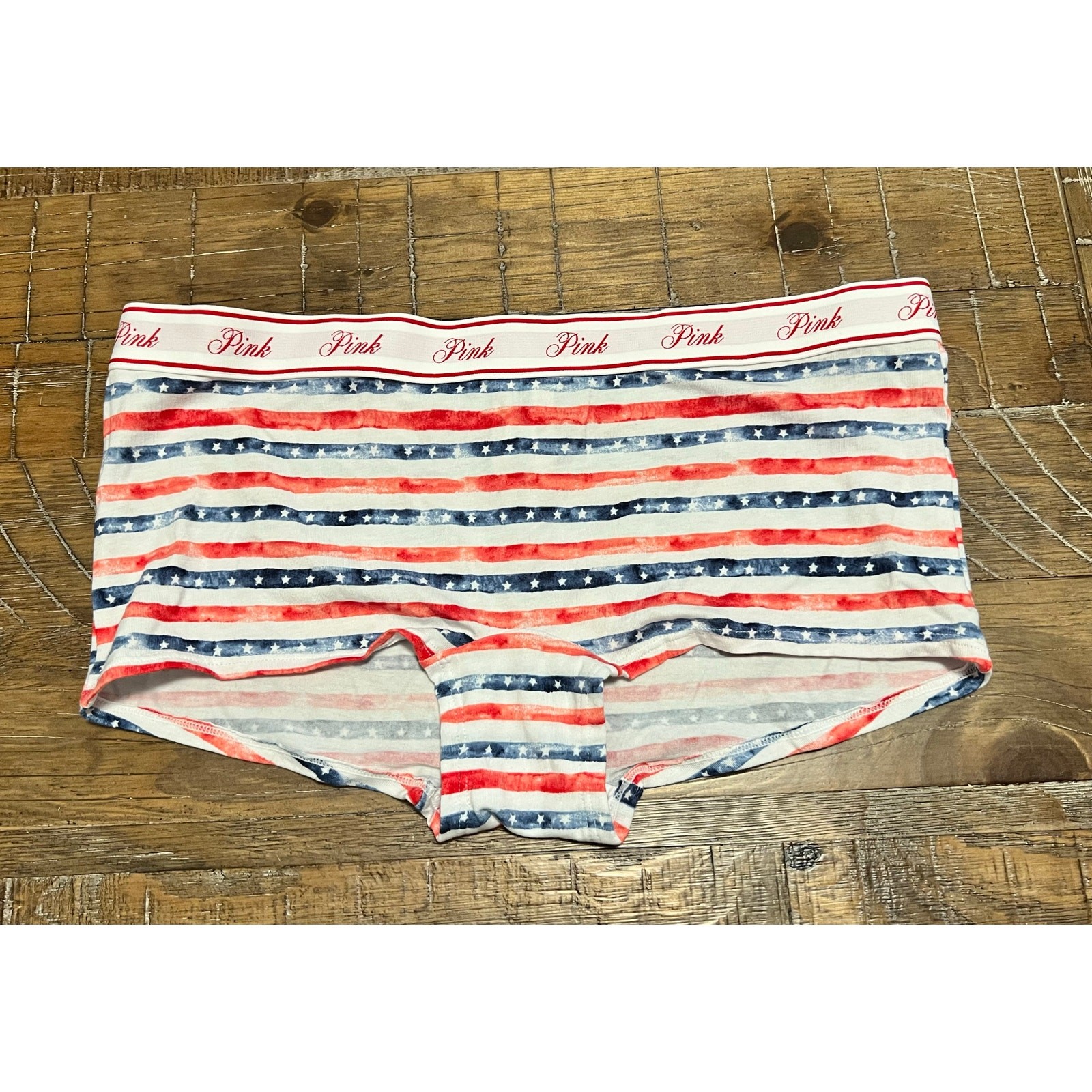 Victoria’s Secret Panty NWT Size Large Boyshort Boxer PINK American Flag Stars