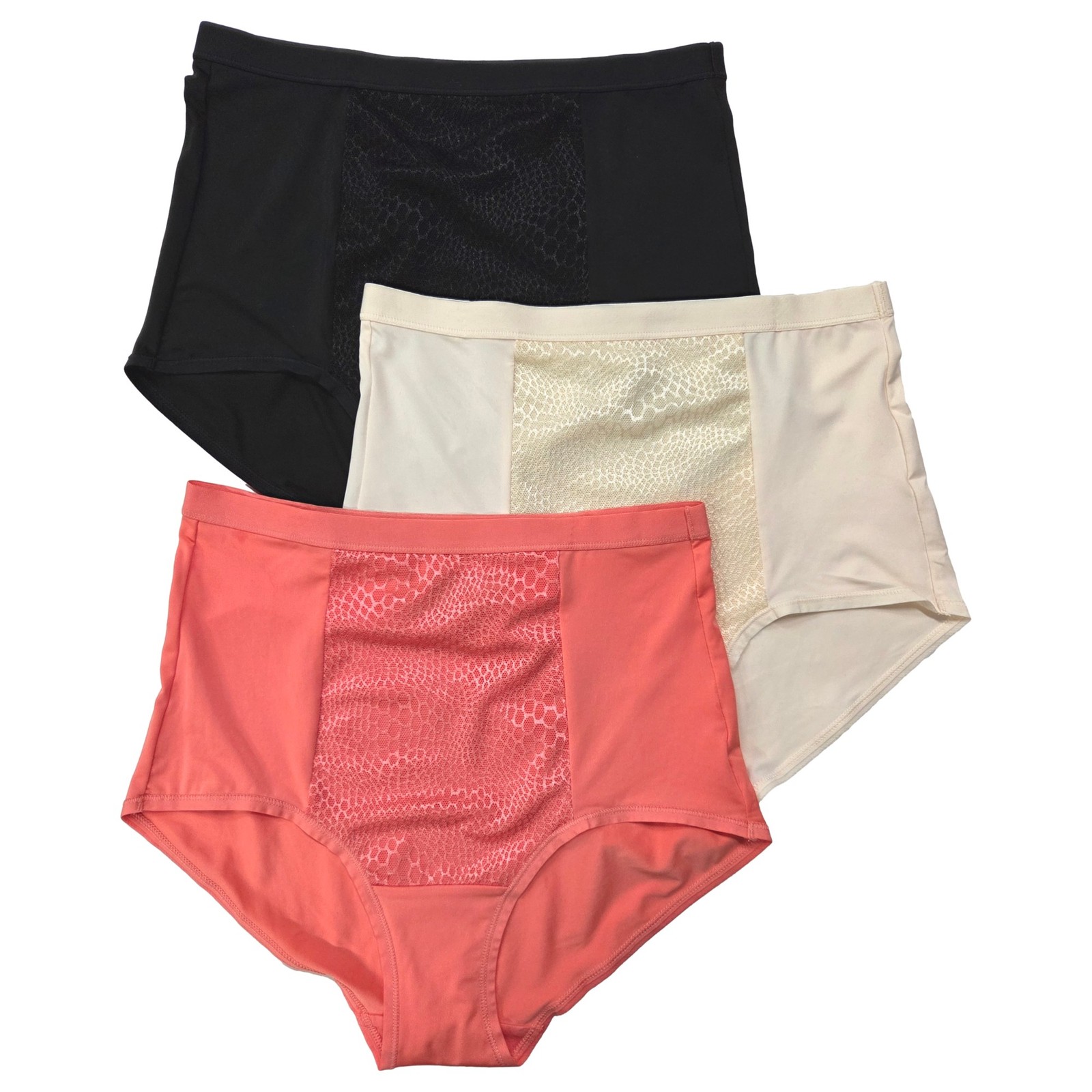 Warners Womens 3pc Tummy Smoothing Microfiber Brief Panty Set Pink
