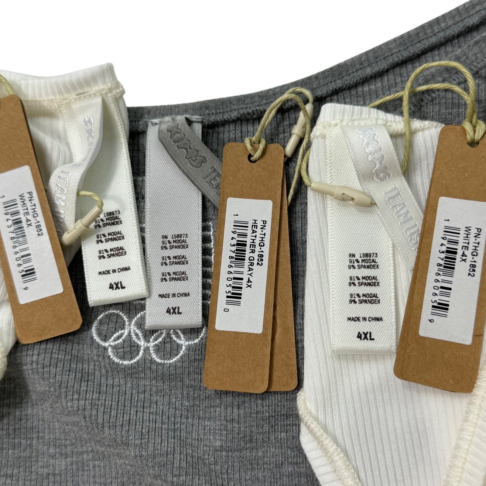 SKIMS Soft Lounge Dipped Thong Team USA Lot of 3 White Heather Gray 4X
