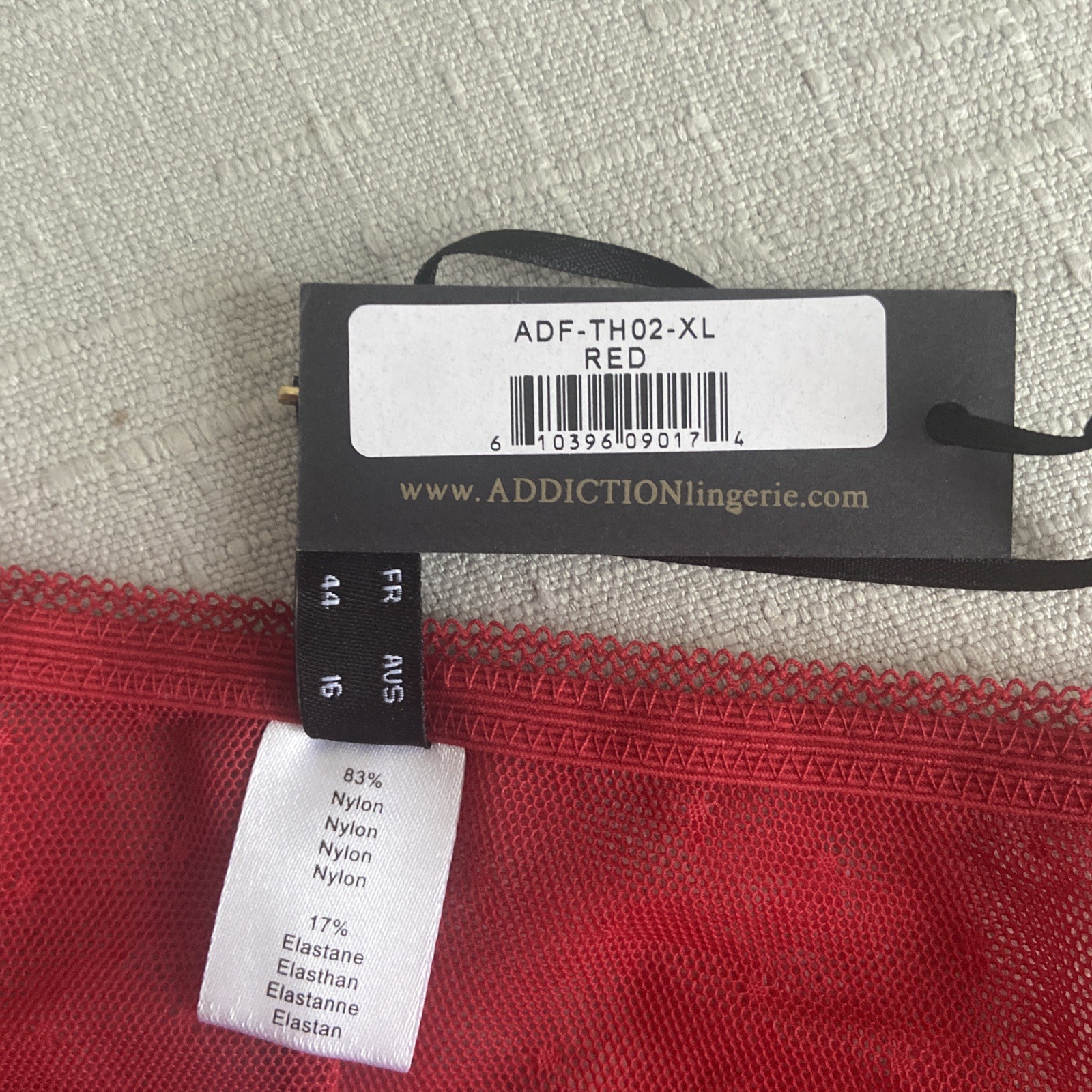 NWT Addiction Nouvelle lingerie HUIT JOIE TANGA Panty Dark Red X-Large