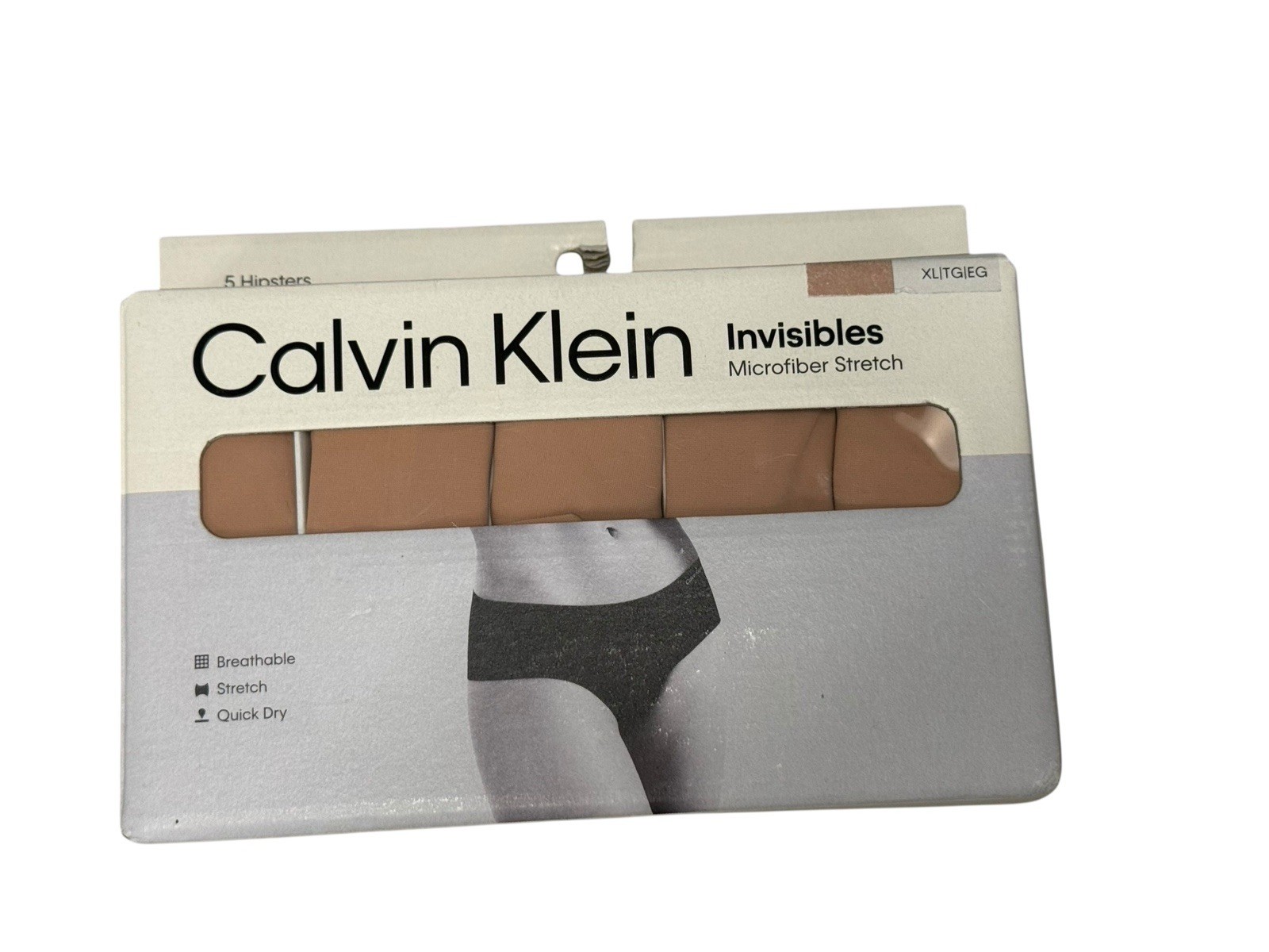 Calvin Klein Women’s 5 Pack Invisibles Hipster Micro Underwear Nude XL NWT $55