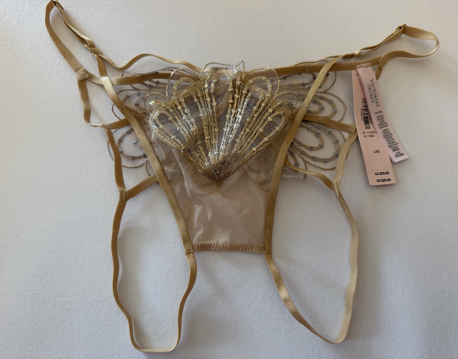 new Victoria’s Secret showgirl embroidery very sexy open back brazilian panty