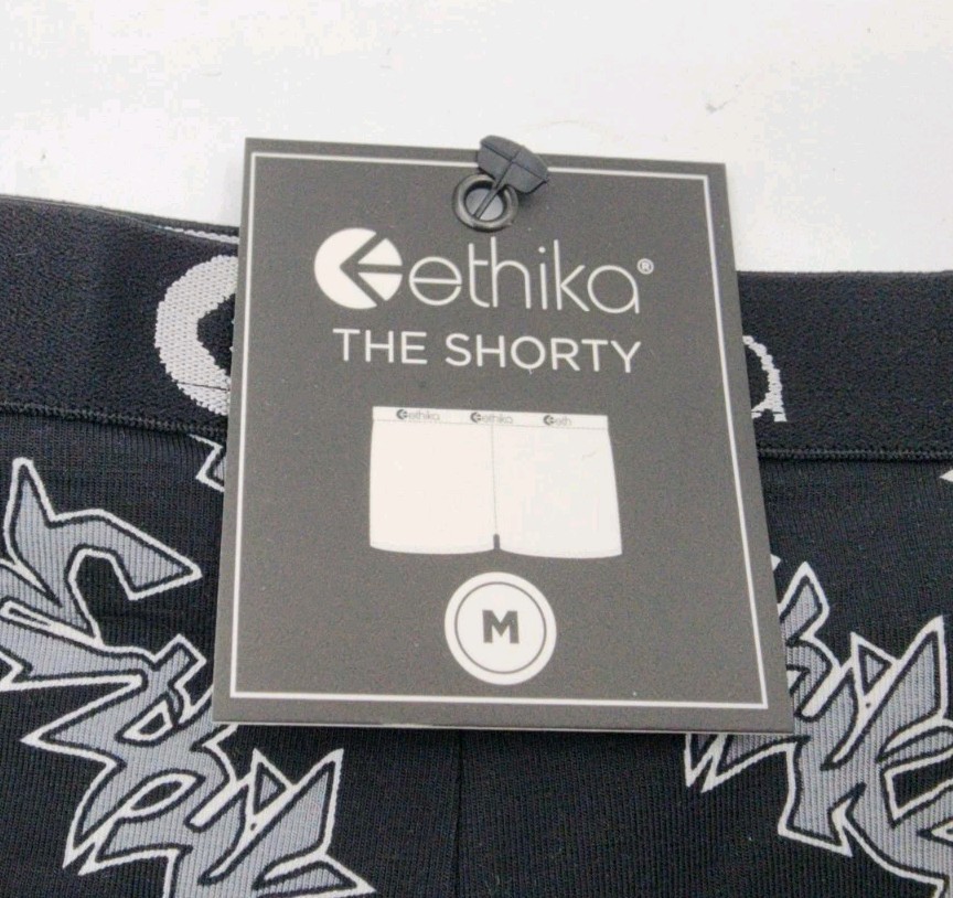 Ethika Womens Black Grey Shorty Medium Shorty Flash Underwear