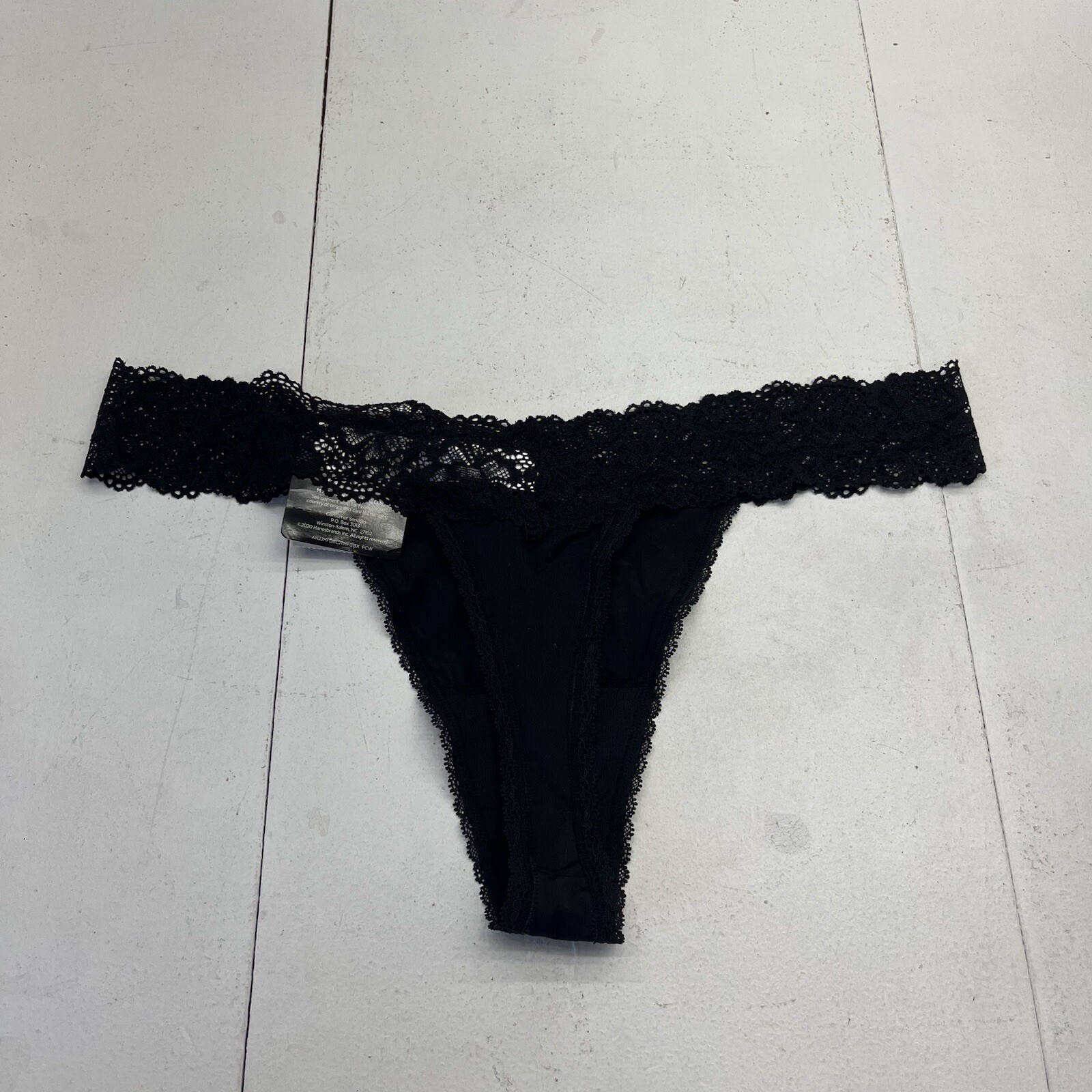 Maidenform Black Luxurious Lace Trim Thong Womens Size X-Large (8)