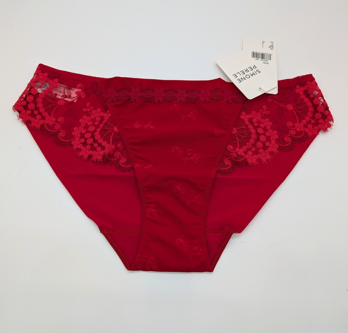 Simone Perele Bikini Panty XS Lace Seamless French Designer Lingerie Ruby Red