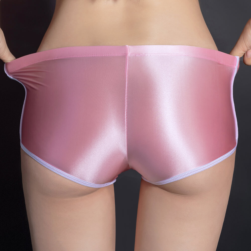 Women Opaque Wet Look Boxer Briefs Shiny Glossy Satin Panties Gym Fitness Shorts
