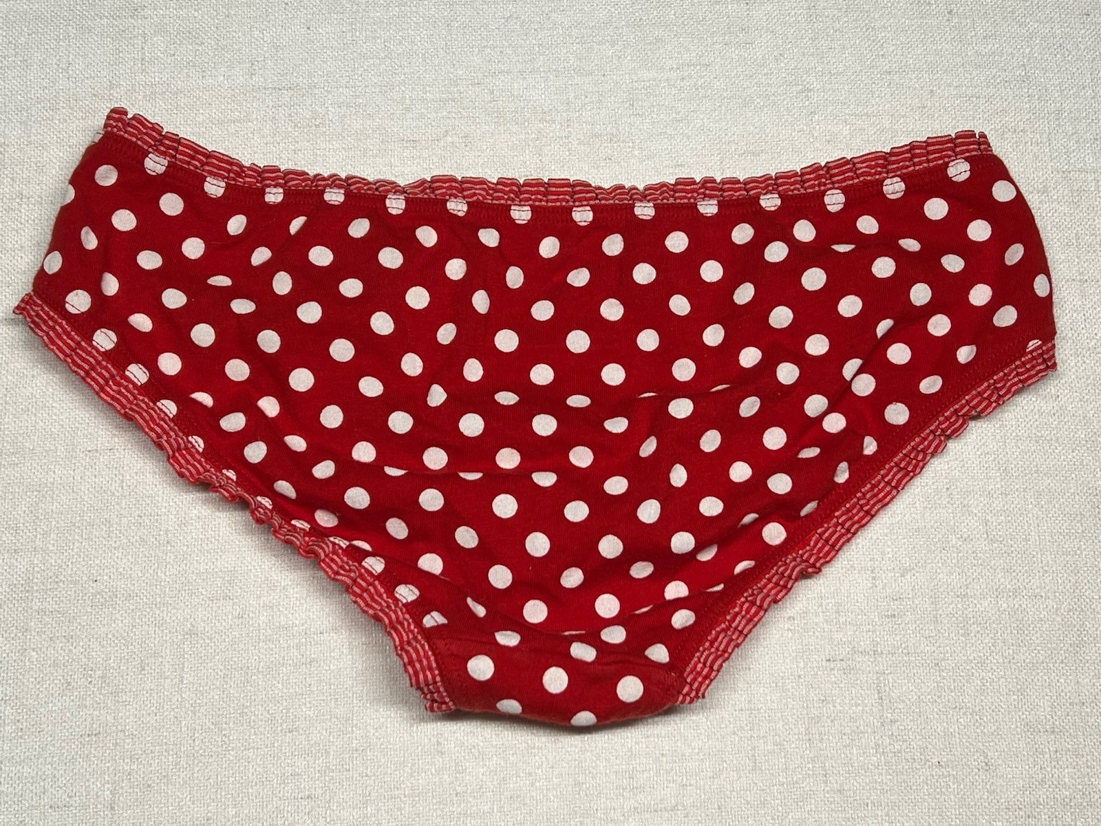 Vintage Victorias Secret Cotton Heart Logo Lingerie Ruffle Trim Bikini Panty M