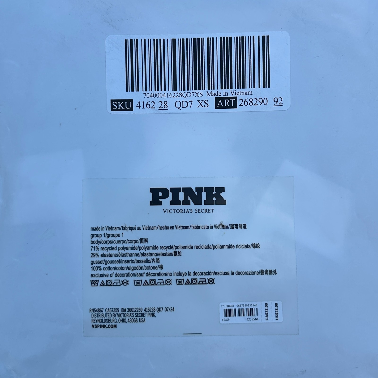 Victoria’s Secret No Show Thong Panty 5 Pack Black White Pink XS Lot of 5 VS New