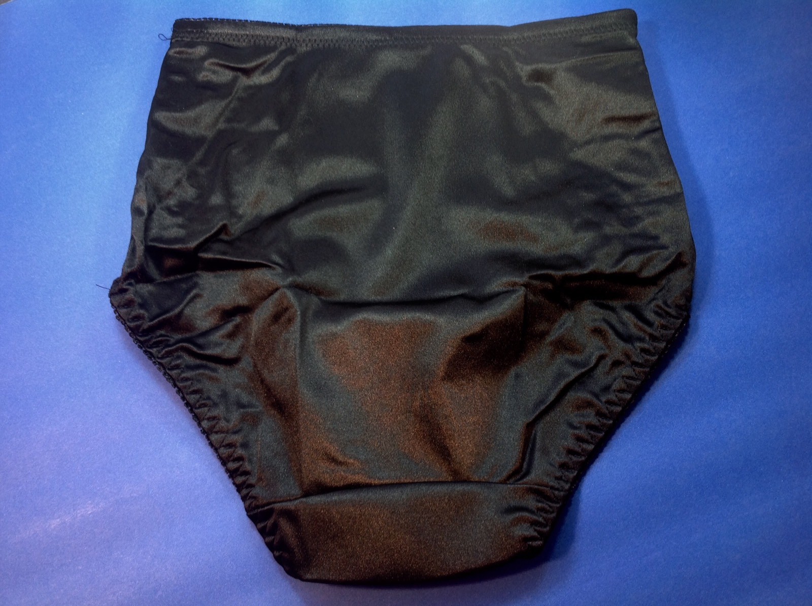 Women Panties,Briefs,Control Panties “Ann Diane” Size M. Black Satin W/2 Pockets
