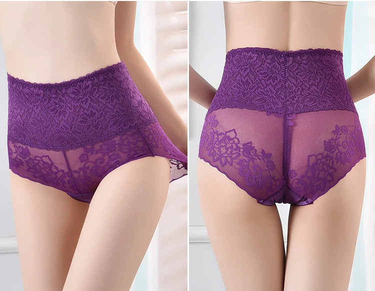 Lace Briefs Mid Rise Sheer Elastic Breathable Underwear Panties Women Soft