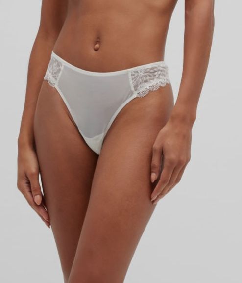Simone Pérèle Womens White Singuliere Lace & Mesh Tanga Panties Size 4