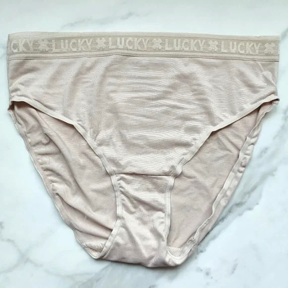 Lucky Brand Lucky Lace Hi-Cut Brief Panty Beige SZ L