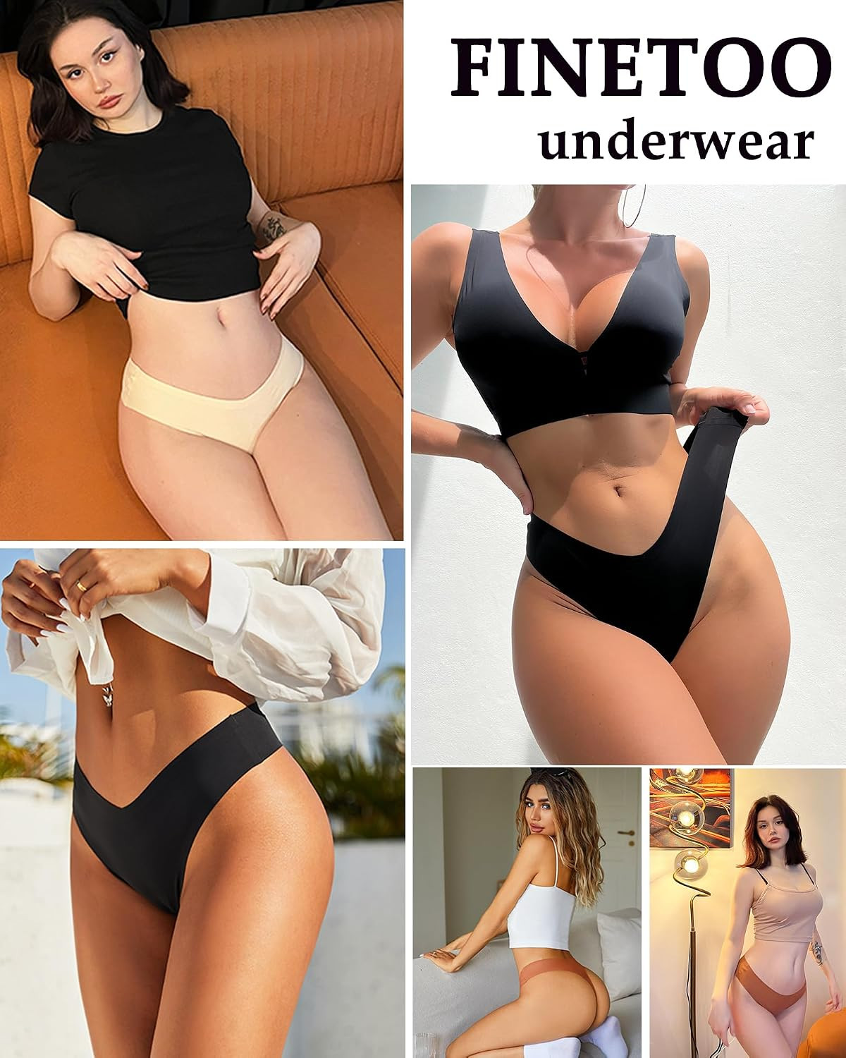 Seamless Thongs for Women Sexy No Show Panties Invisible V-Waisted Stretch Linge