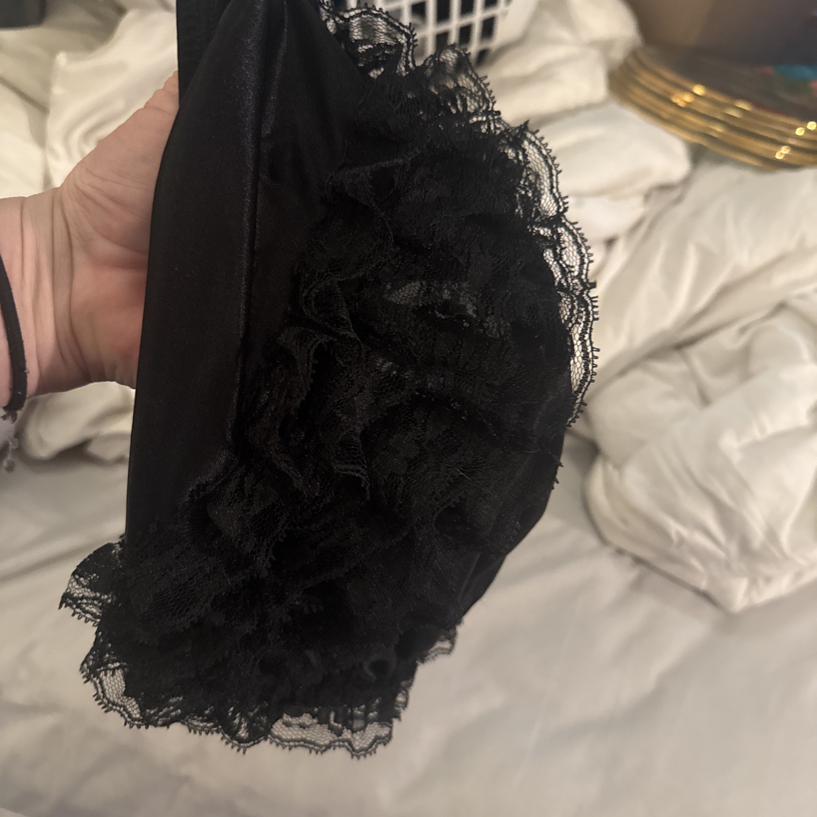 Sexy Ruffle Butt Panties, Black Size Medium