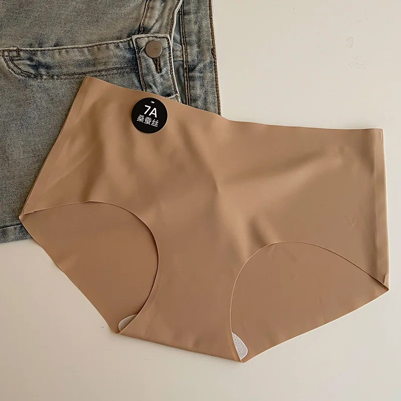 Silk Brief Panties Seamless Mid Rise Soft Stretch Lightweight Women Underwear