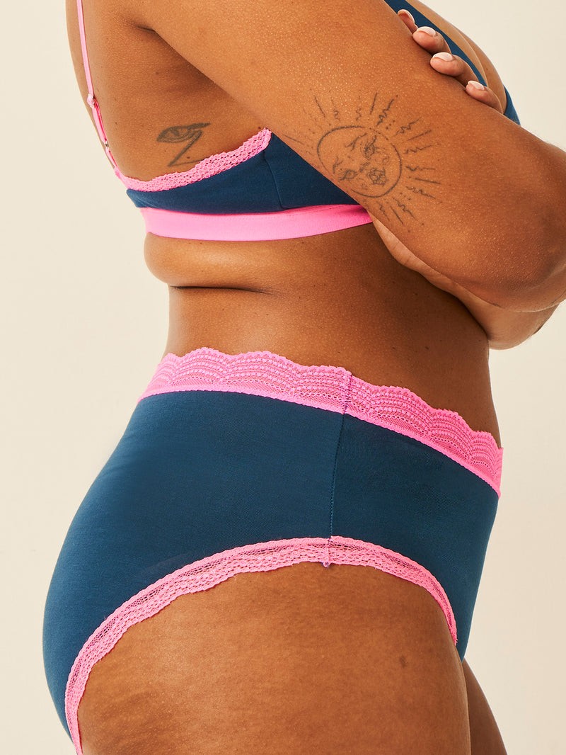 Stripe and Stare Midnight Blue Neon High-Rise Sustainable 4 Pack Boxed Knickers