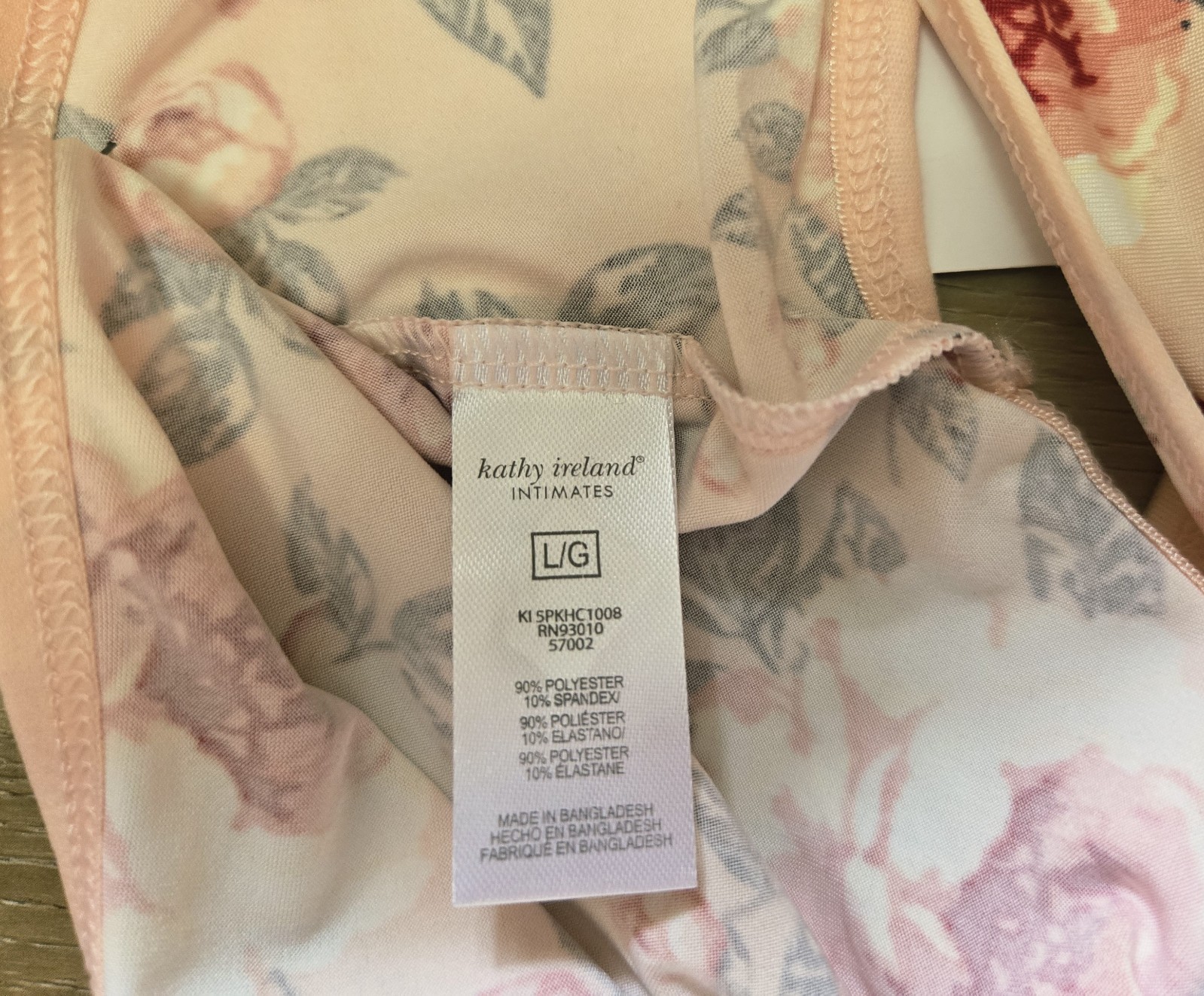 NWT Kathy Ireland Intimates Pink Floral Silky Smooth High-Rise Brief Panties L