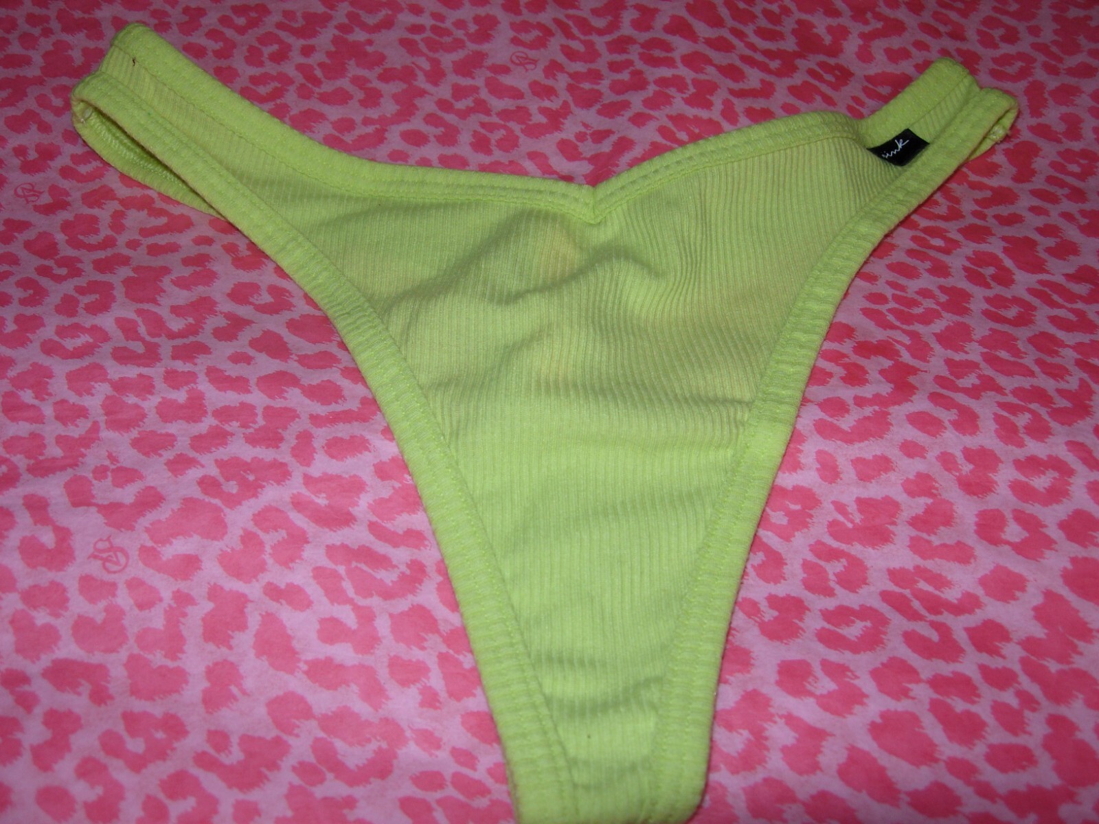 Victorias Secret PINK Sexy Thong String V-Cut Ribbed Neon Green S M L XL XXL NWT