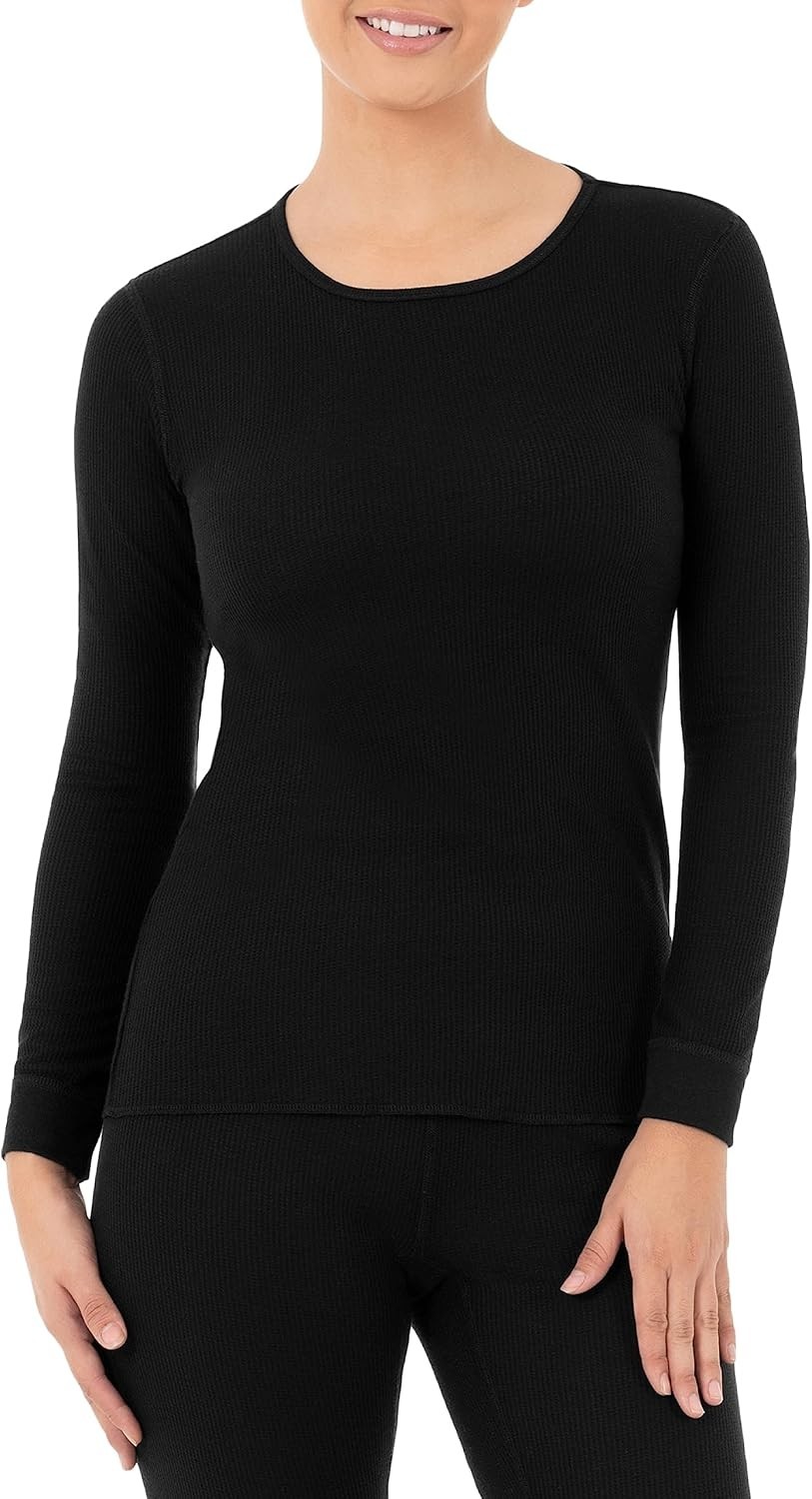 Womens Micro Waffle Thermal Underwear Tee Shirt