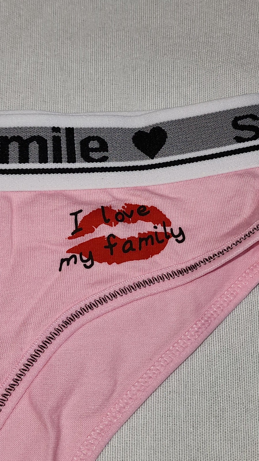 XL&HY Lady L Cotton Panty Underware Bikini Brief Smile Elastic Waist Pink