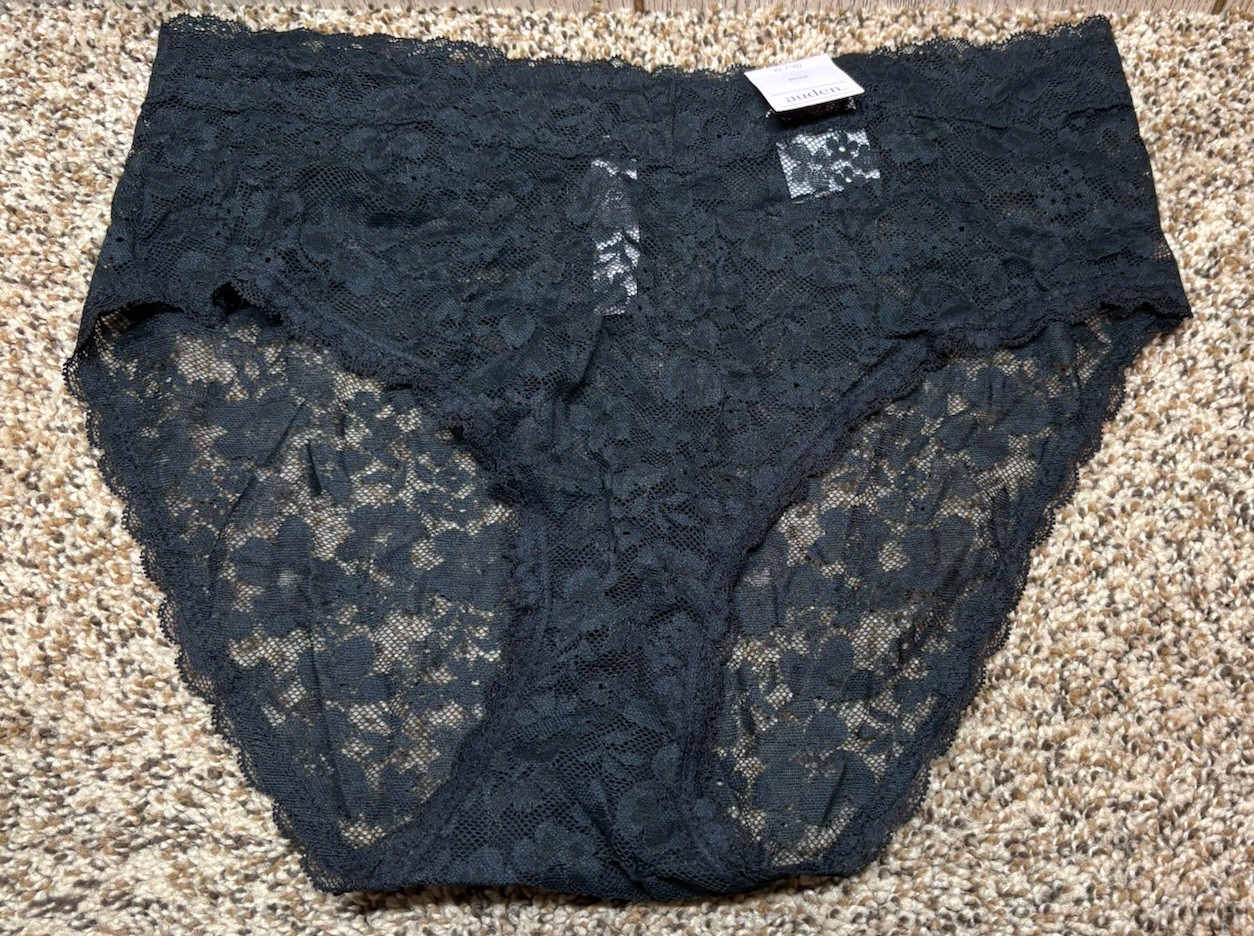 Auden Black Lace Brief Panty. Size: XL (16).